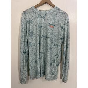 AFTCO Prisma Performance Shirt Size S Fishing UPF Mahi Mahi Geometric Dad Tuna